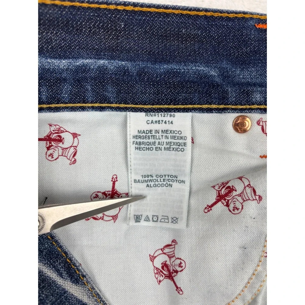 True Religion Men's 36x36 Jeans Dark Skinny Washed Distressed Denim